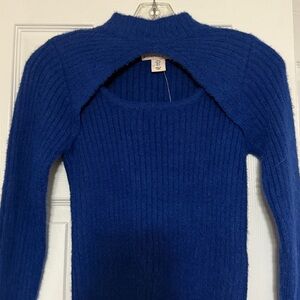 Sincerely Jules Vibrant Blue Sweater with Front Cut Out